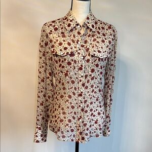 Red Floral Sheer Blouse